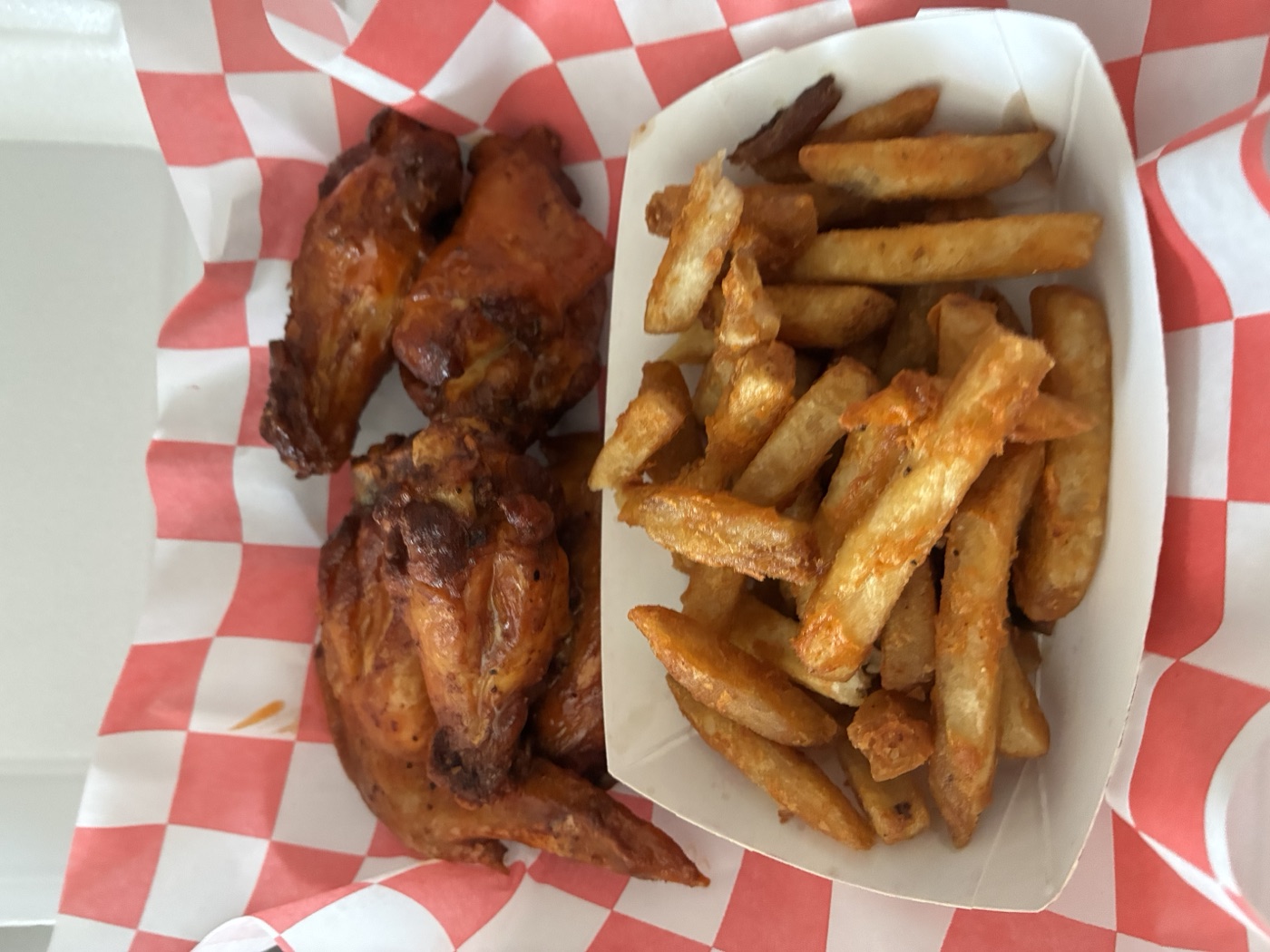 Wings basket — golden crispy wings with crinkle-cut fries
