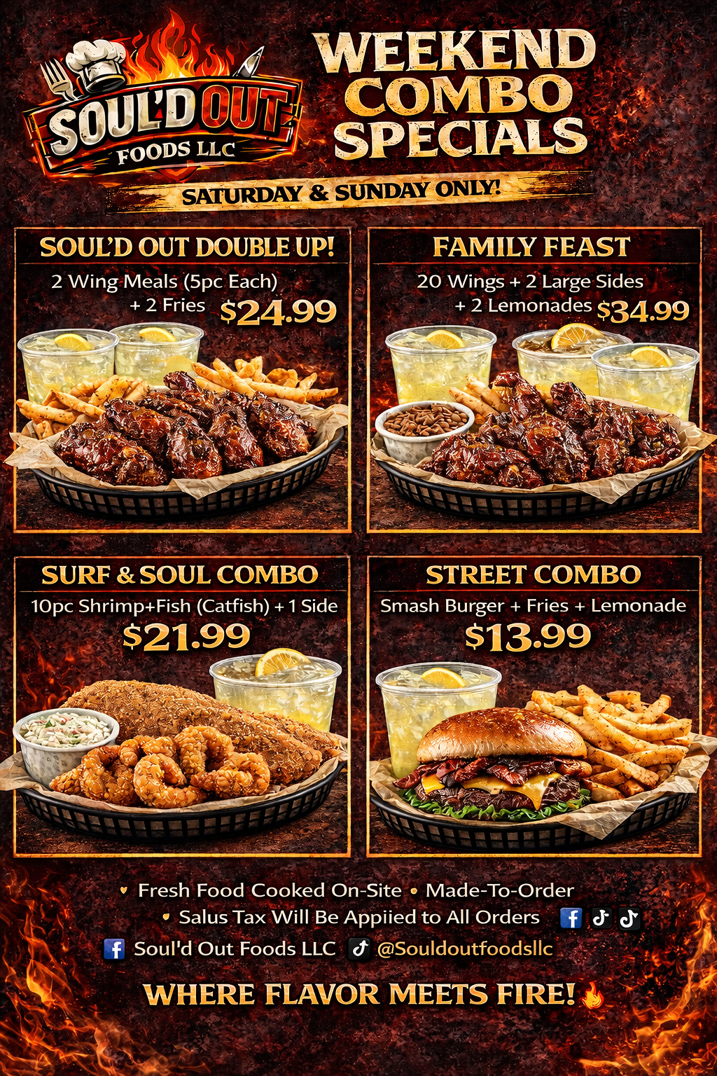Soul'd Out Foods weekend combo specials menu
