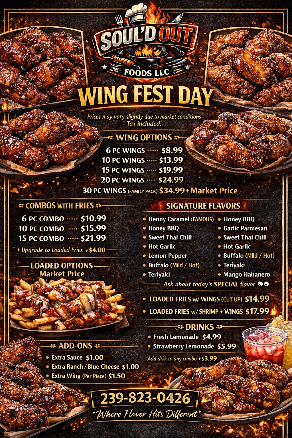 Wing Fest Day Menu