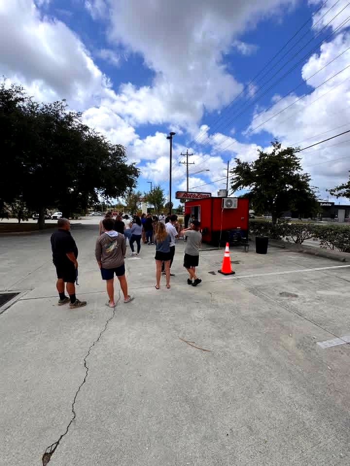 Line of customers waiting at the truck